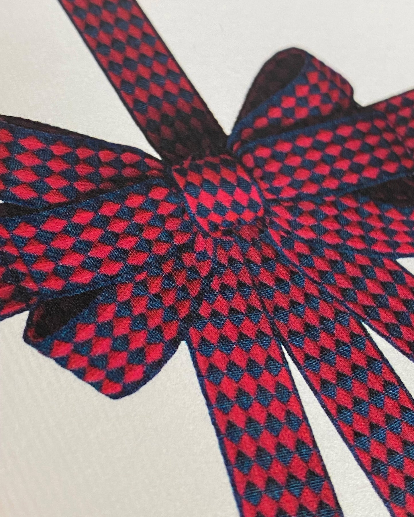 Red & Blue Diamond Bow Greeting Card | Birthday Card