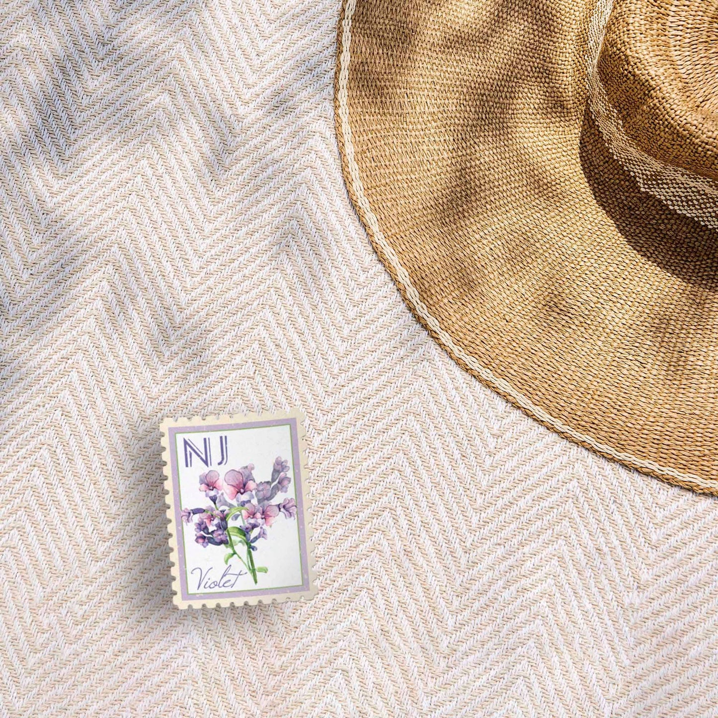 New Jersey State Flower Violet Sticker - Vintage Stamp Decal
