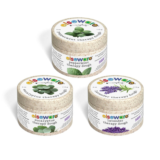 Peppermint therapy dough jar, speckled beige with mint leaves on label