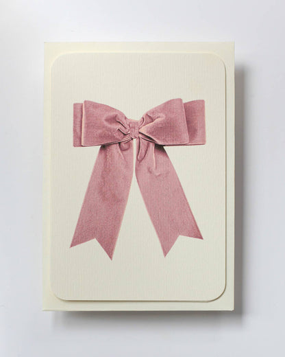 Baby Pink Velvet Bow Greeting Card | Birthday Card
