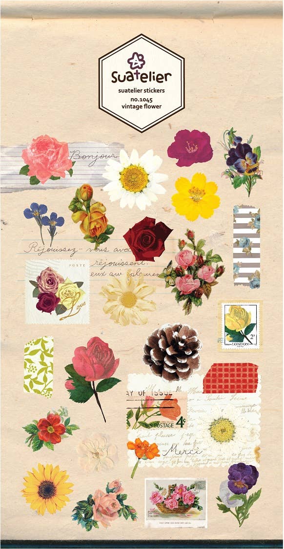 VINTAGE FLOWER STICKERS