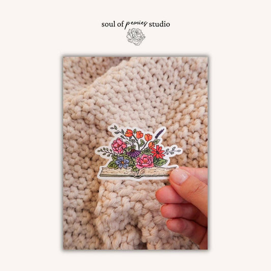 Floral Book Vinyl Sticker