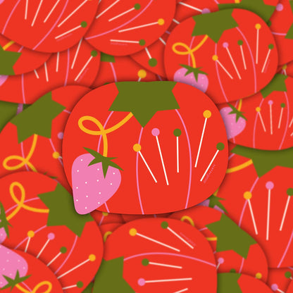 Tomato Pin Cushion Sticker - Vinyl Waterproof Sticker