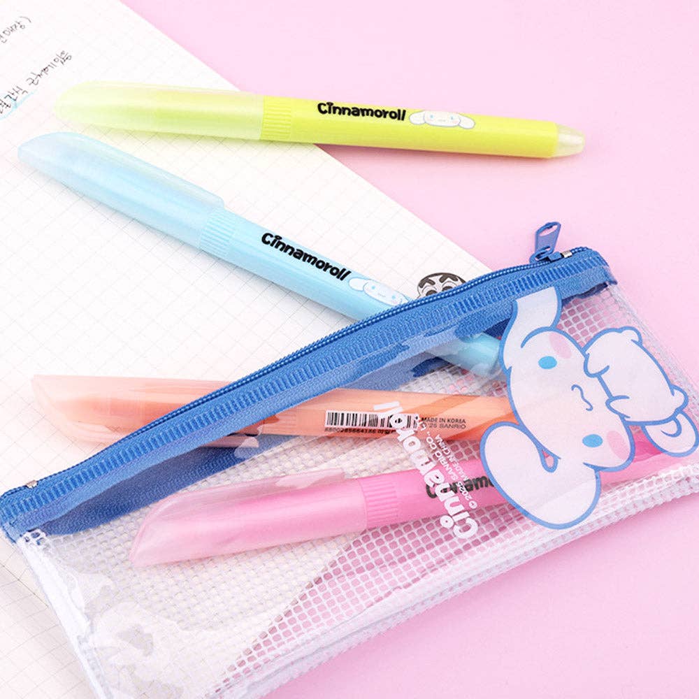 Sanrio Soft Touch Pastel Highlighter Set (4 Colors + Pouch)
