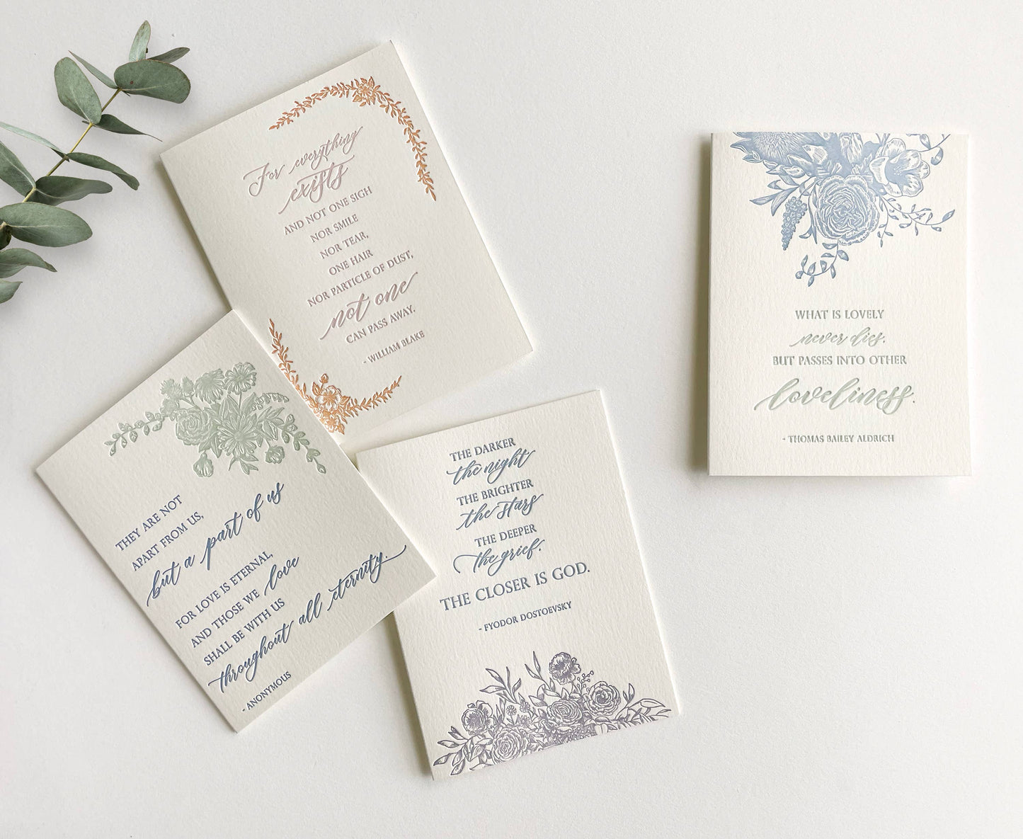 Sympathy Letterpress Card with Anonymous Literary Quote