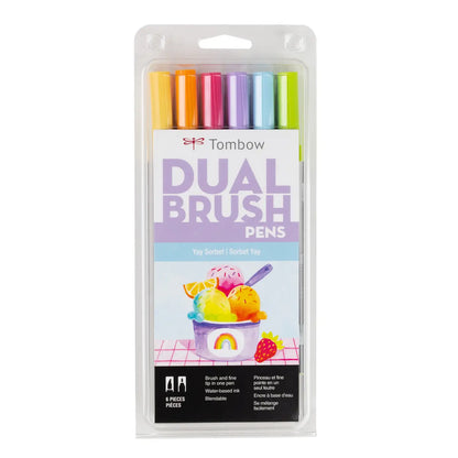 Dual Brush Pen 6-Pack Set (Yay Sorbet)