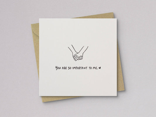 Love & friendship card with 'You are so important to me' line art, kraft backing