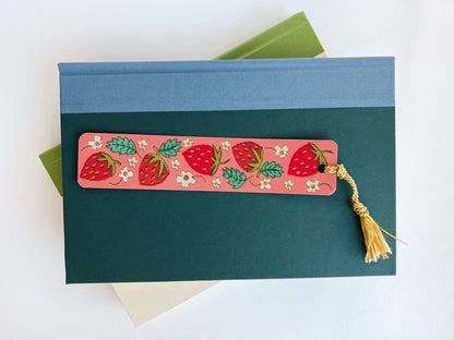 Strawberries Embroidery Tassel Bookmark