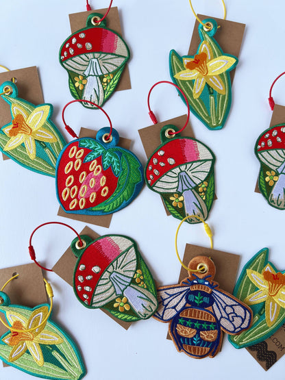 Strawberry bag charm keychain