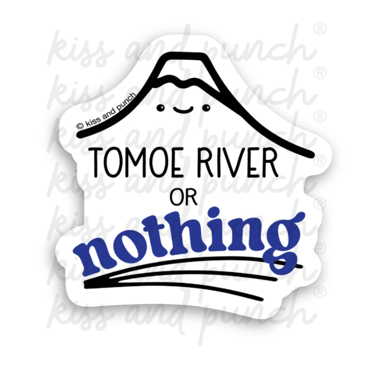 Die-cut vinyl sticker with a smiling sheet and “Tomoe River or Nothing” text