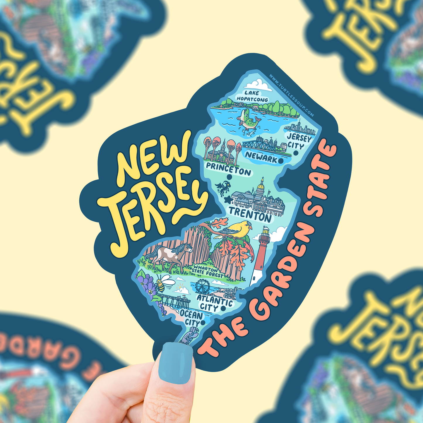 New Jersey Garden State Map Art Car Decal Vinyl Sticker