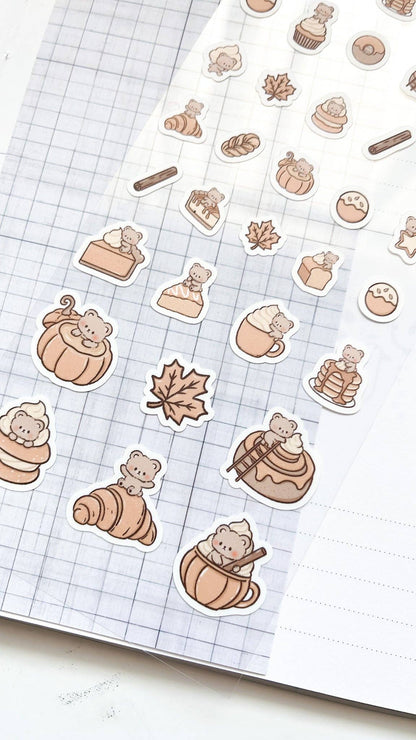 Kuboandlucy Stationery Co | Pumpkin Spice Kuma Sticker Sheet