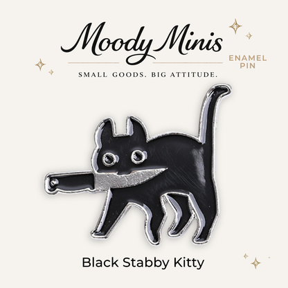 Black Stabby Kitty Enamel Pin