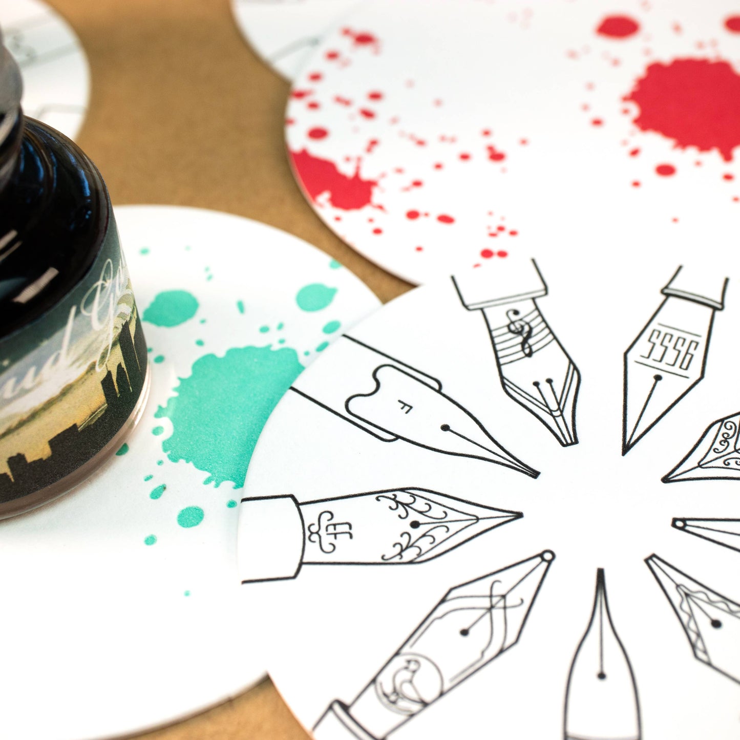The Nibologist Letterpress Coaster Set (Set of 8)