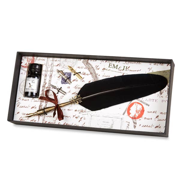 Brass Feather Nib Pen Set