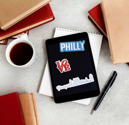 Philly Sticker Sheet- Set of 6 Philadelphia Decals w/ Hanger