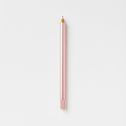 Refillable multi-tip pen, pale pink body with gold nib and pink cap