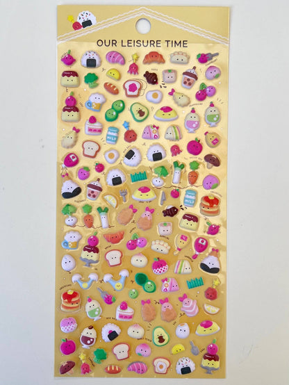 Tiny Animal Food Court Puffy Assorted Stickers