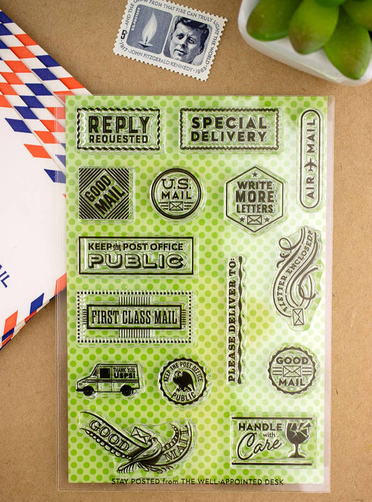 "Stay Posted" - 4"x6" Clear Stamp Set (15 stamp designs)