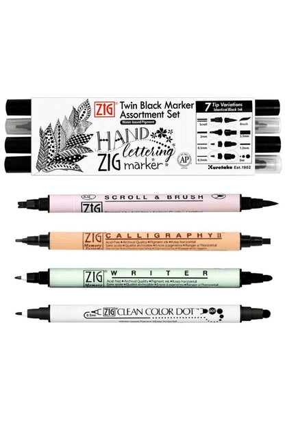 Kuretake® Zig Twin Black Marker Assortment Set