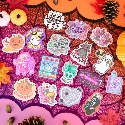 Skeleton Cat Meme Halloween Vinyl Sticker