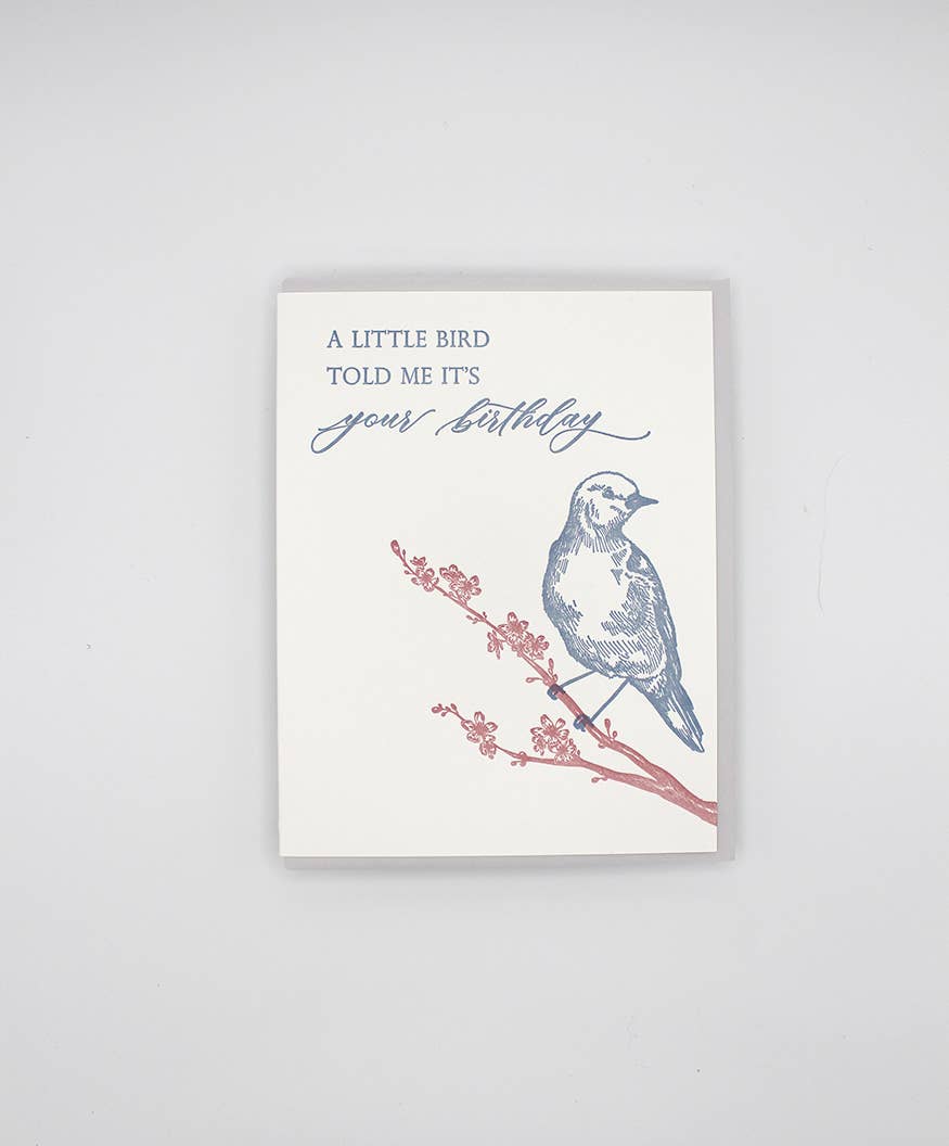Bird Birthday Card Letterpress Greeting Card