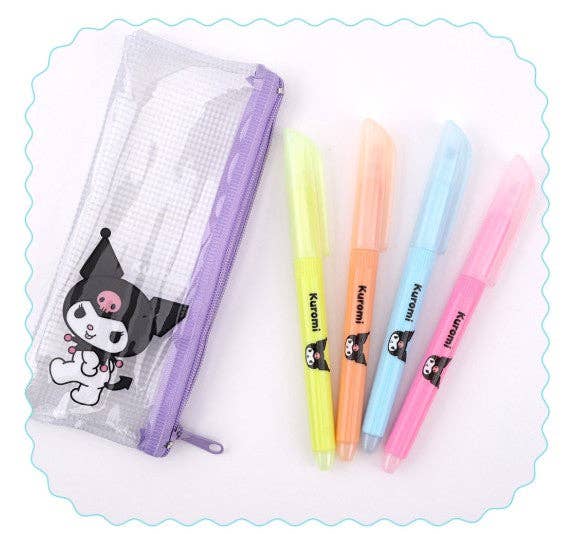 Sanrio Soft Touch Pastel Highlighter Set (4 Colors + Pouch)