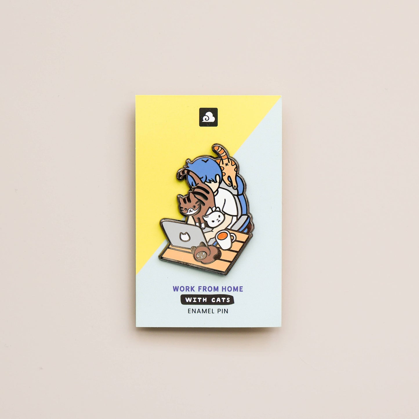 Enamel Pin - Work From Home with Cats