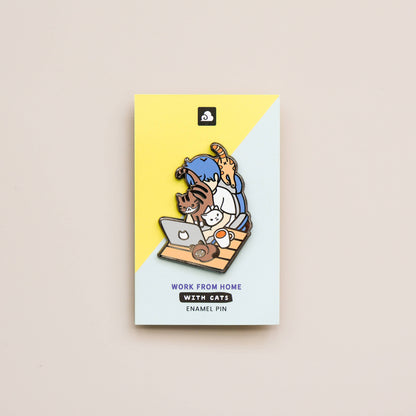 Enamel Pin - Work From Home with Cats