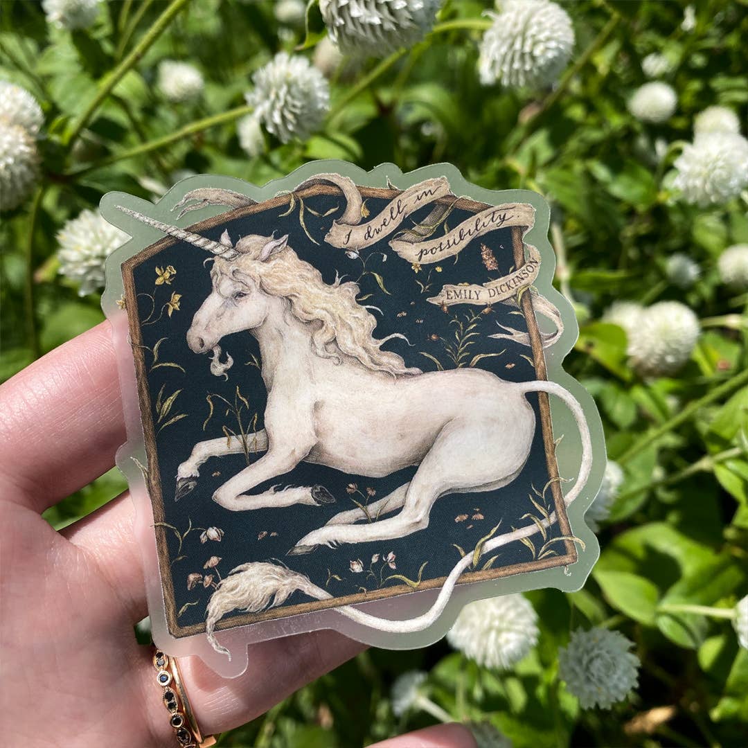 I Dwell in Possibility Unicorn Sticker