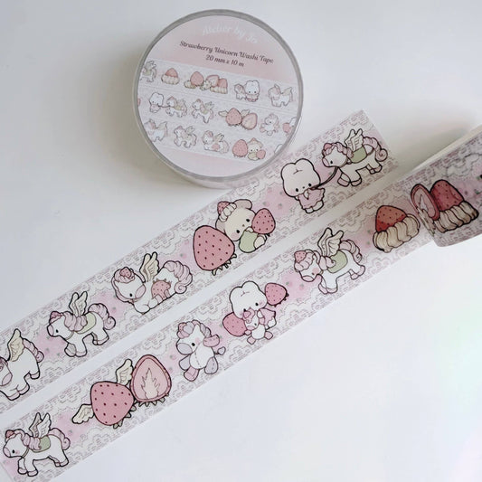 Strawberries and Cream Unicorn Washi Tape