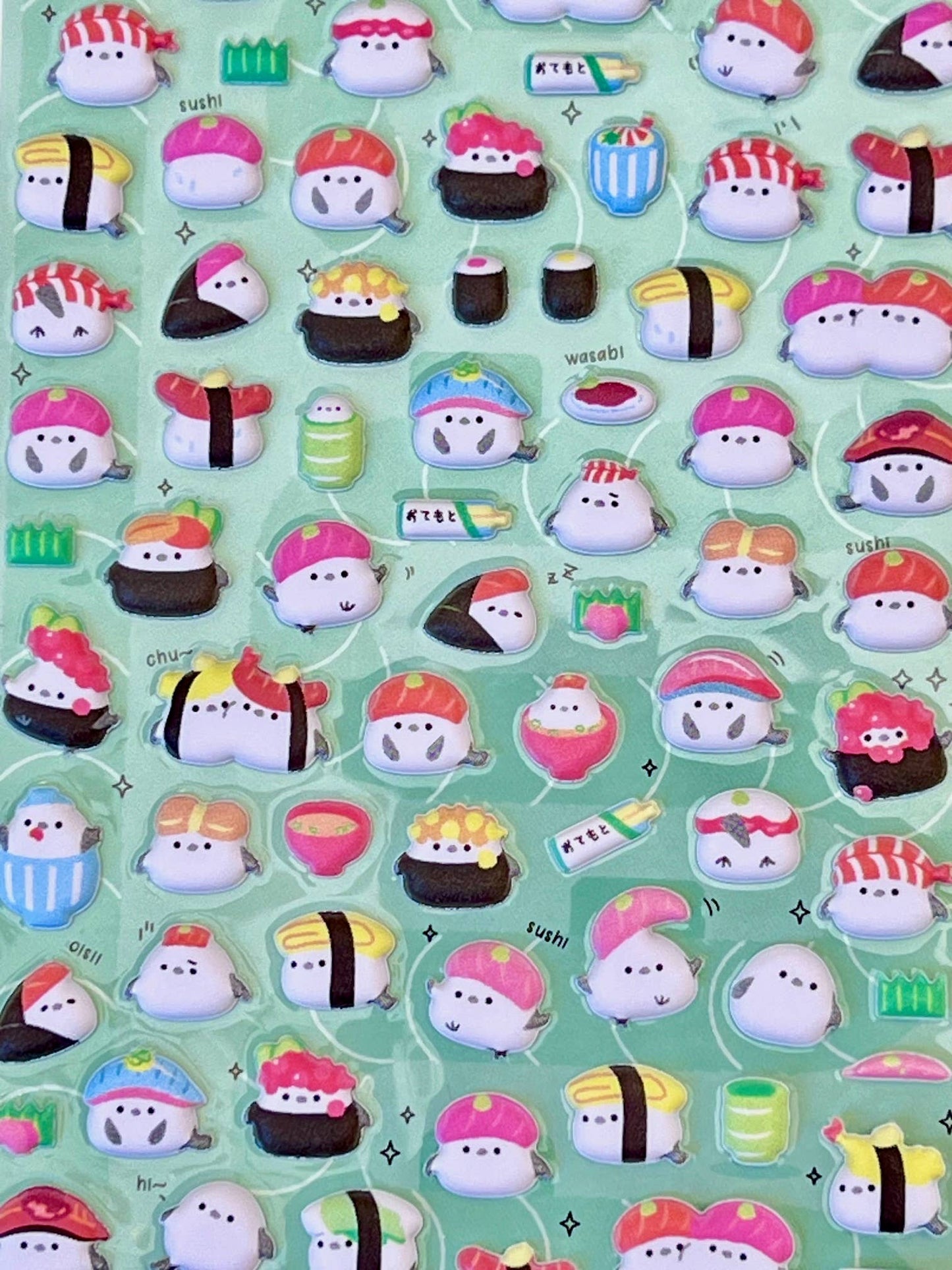 Tiny Animal Food Court Puffy Assorted Stickers