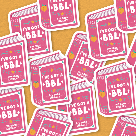 Book-shaped vinyl sticker set: “I’ve got a BBL” and “Big Book Library”