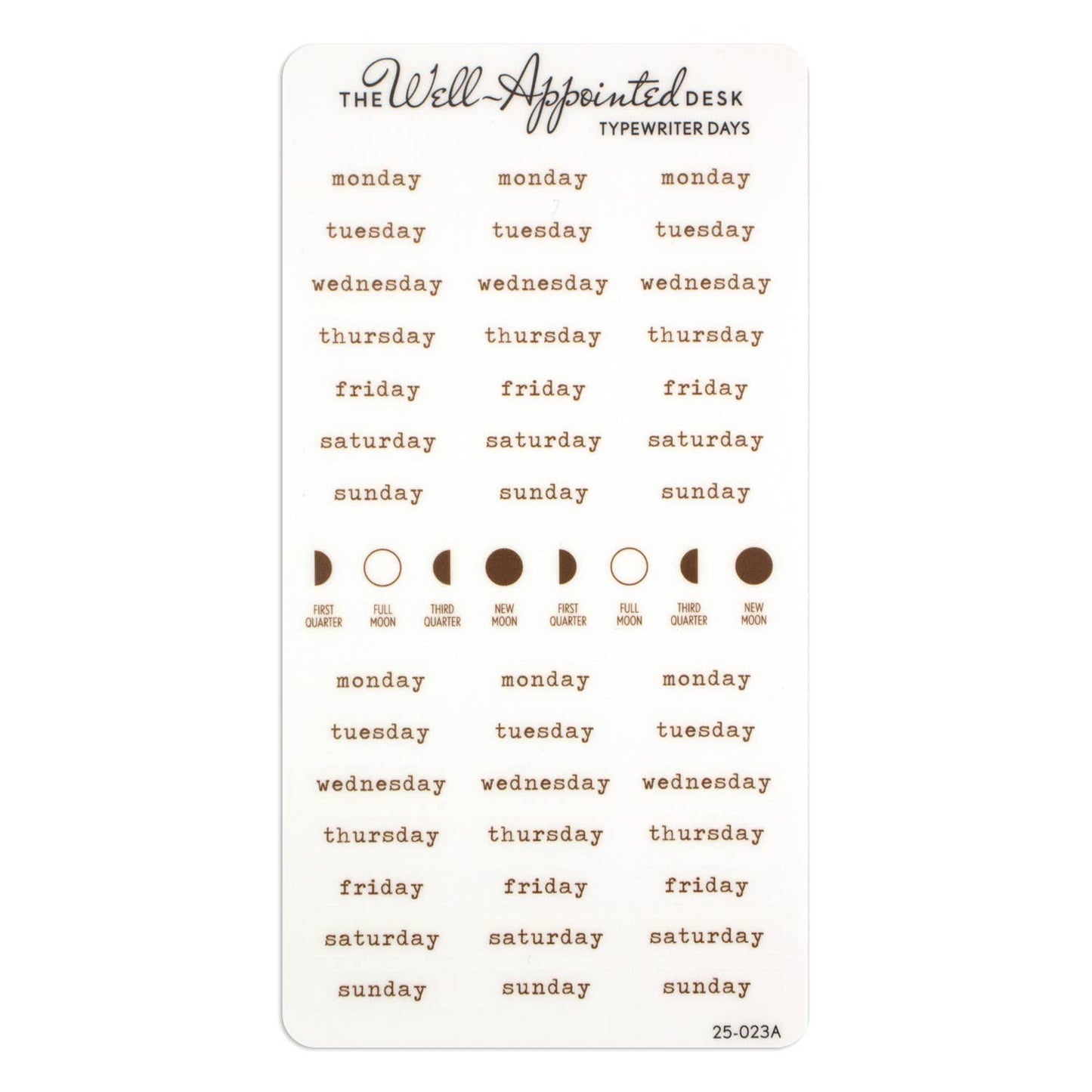 Typewriter Days Weekly Sticker Sheet (25-023)