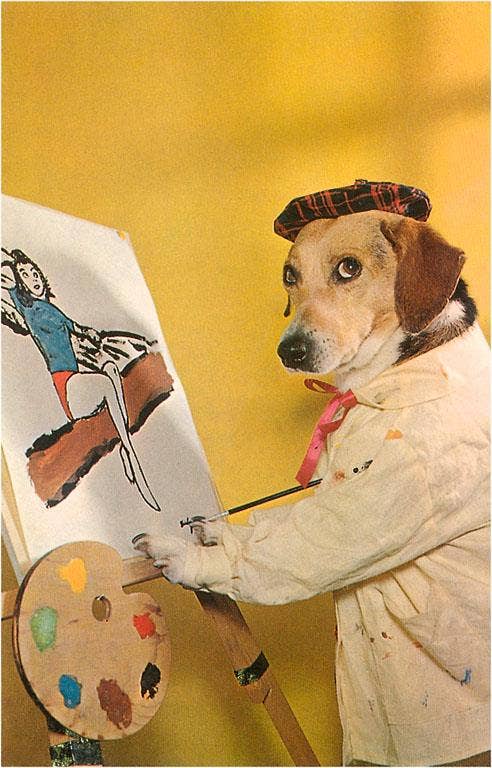 Postcard NP-196 Dog at Easel