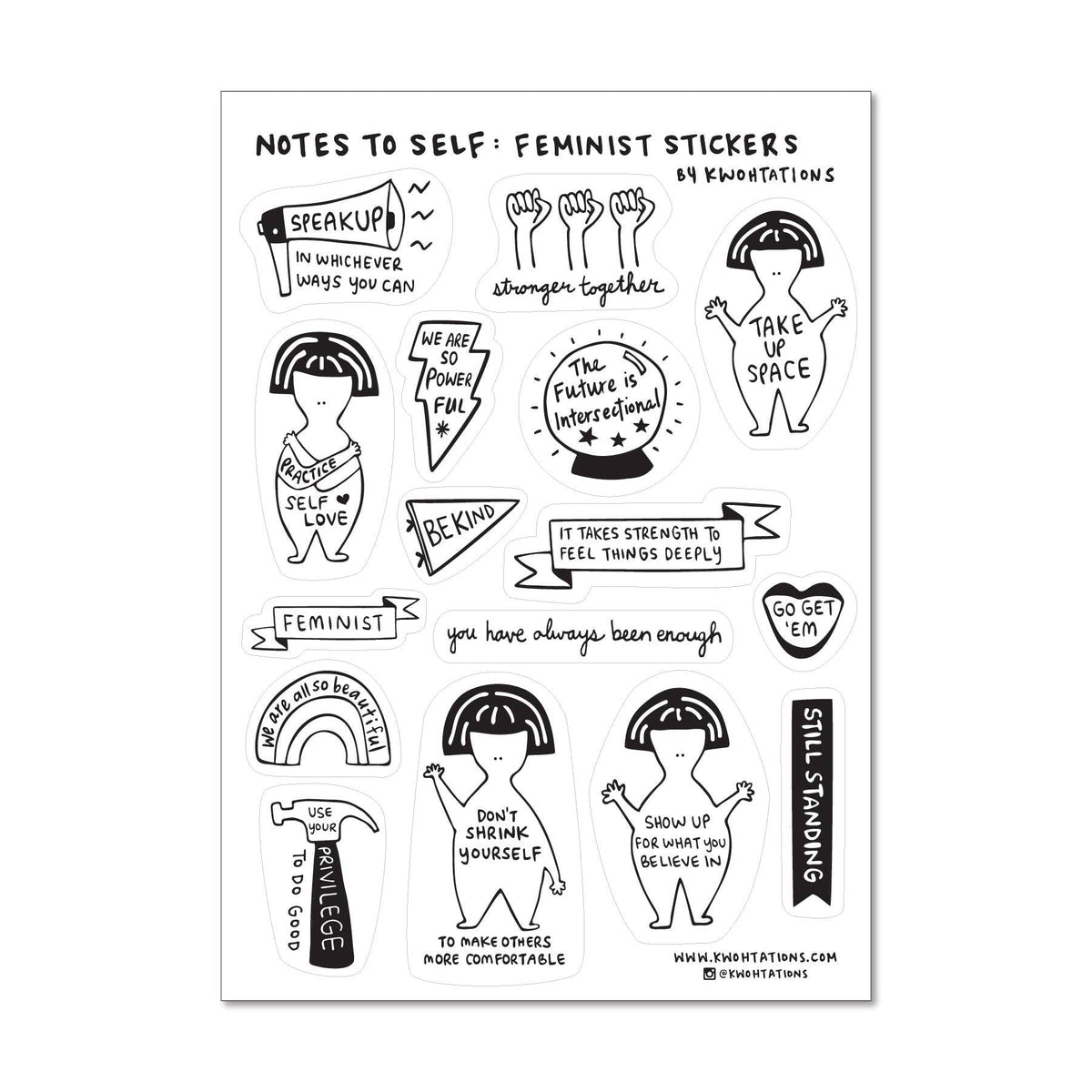 Feminist Sticker Sheet - Clear Journaling Stickers