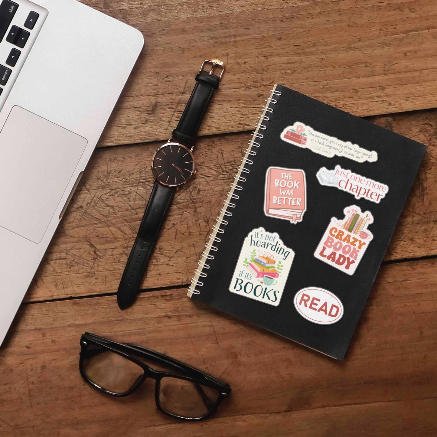 Book Sticker Sheet - Set of 6 Mini Reading Decals w/ Hanger