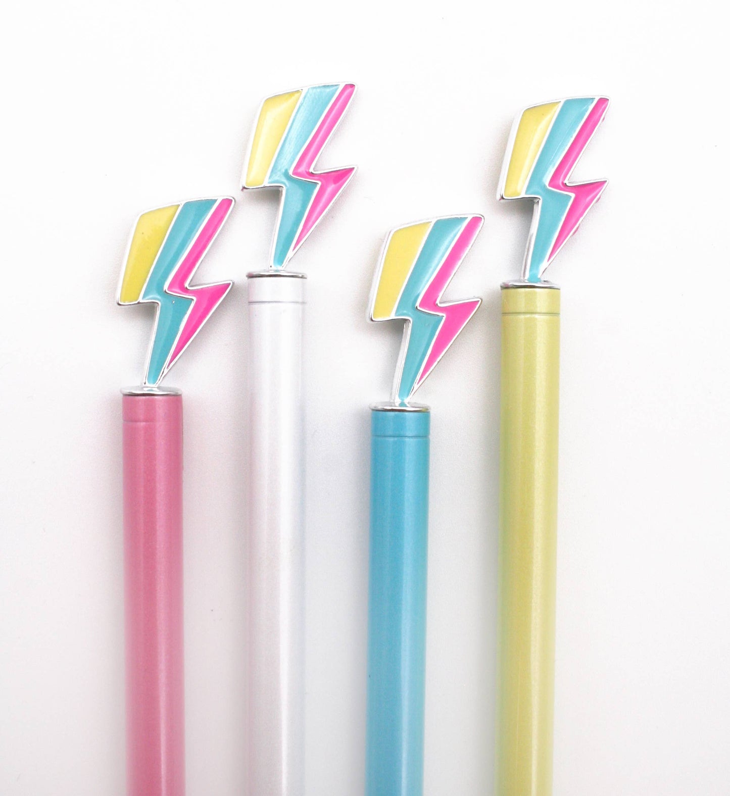 ENAMEL LIGHTNING BOLT CHARM PENS - Pearl White