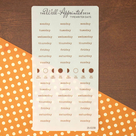 Typewriter Days Weekly Sticker Sheet (25-023)