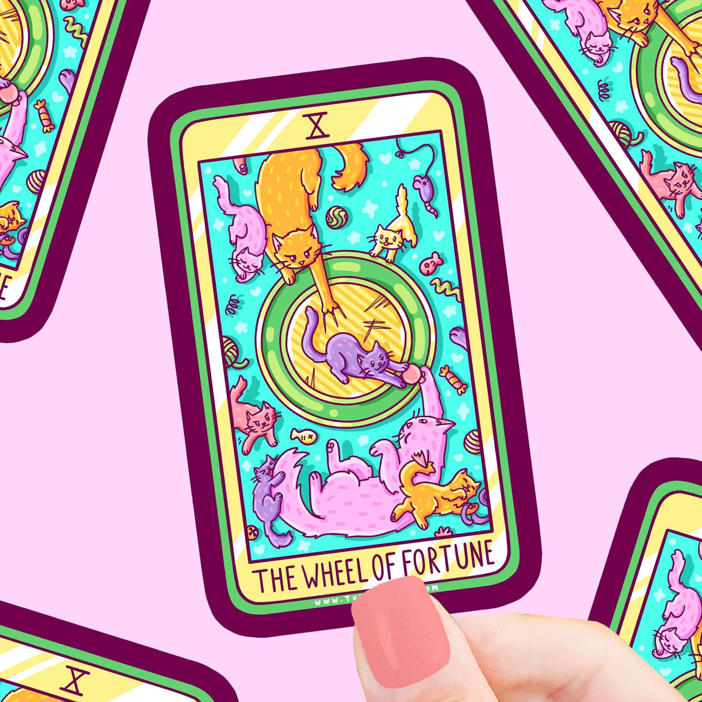 Wheel of Fortune Cat Major Arcana Tarot Card Vinyl Sticker