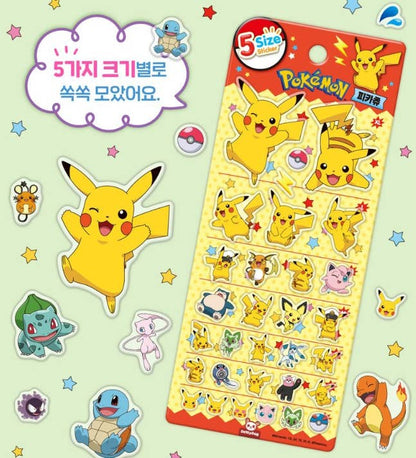 Pokemon 5 Size Sticker Sheet (Official Licensed)