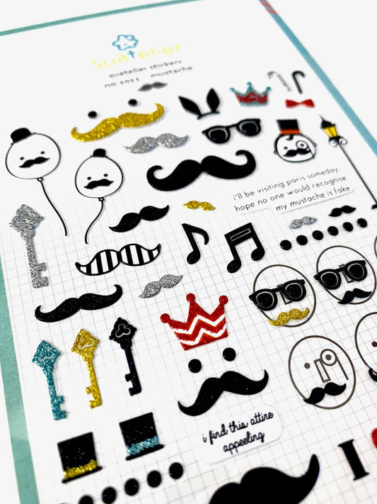 Mustache Glitter Stickers