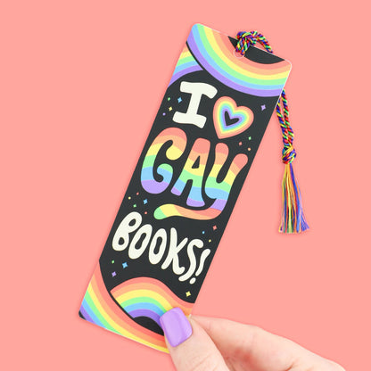I Love Gay Books, LGBTQ, Queer, Pride, Bookmark with Tassel