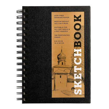 Small Sketchbook 5.5 x 8" - Spiral Hardcover (Black)