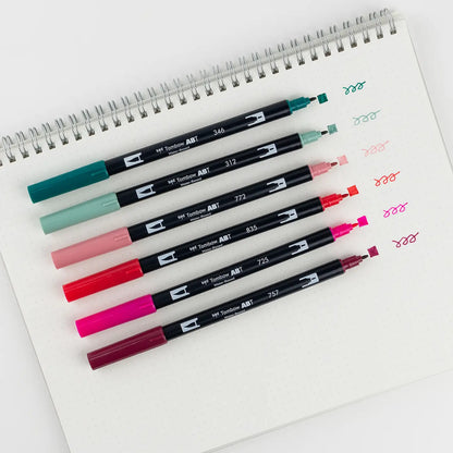 Dual Brush Pen 6-Pack Set (Very Berry)