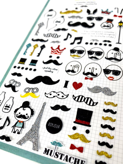 Mustache Glitter Stickers