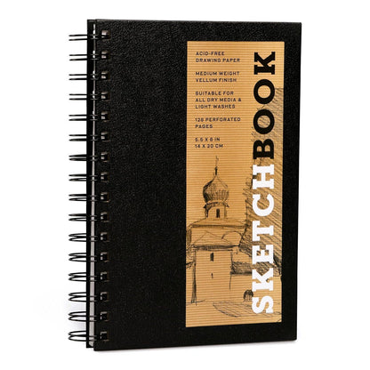Small Sketchbook 5.5 x 8" - Spiral Hardcover (Black)