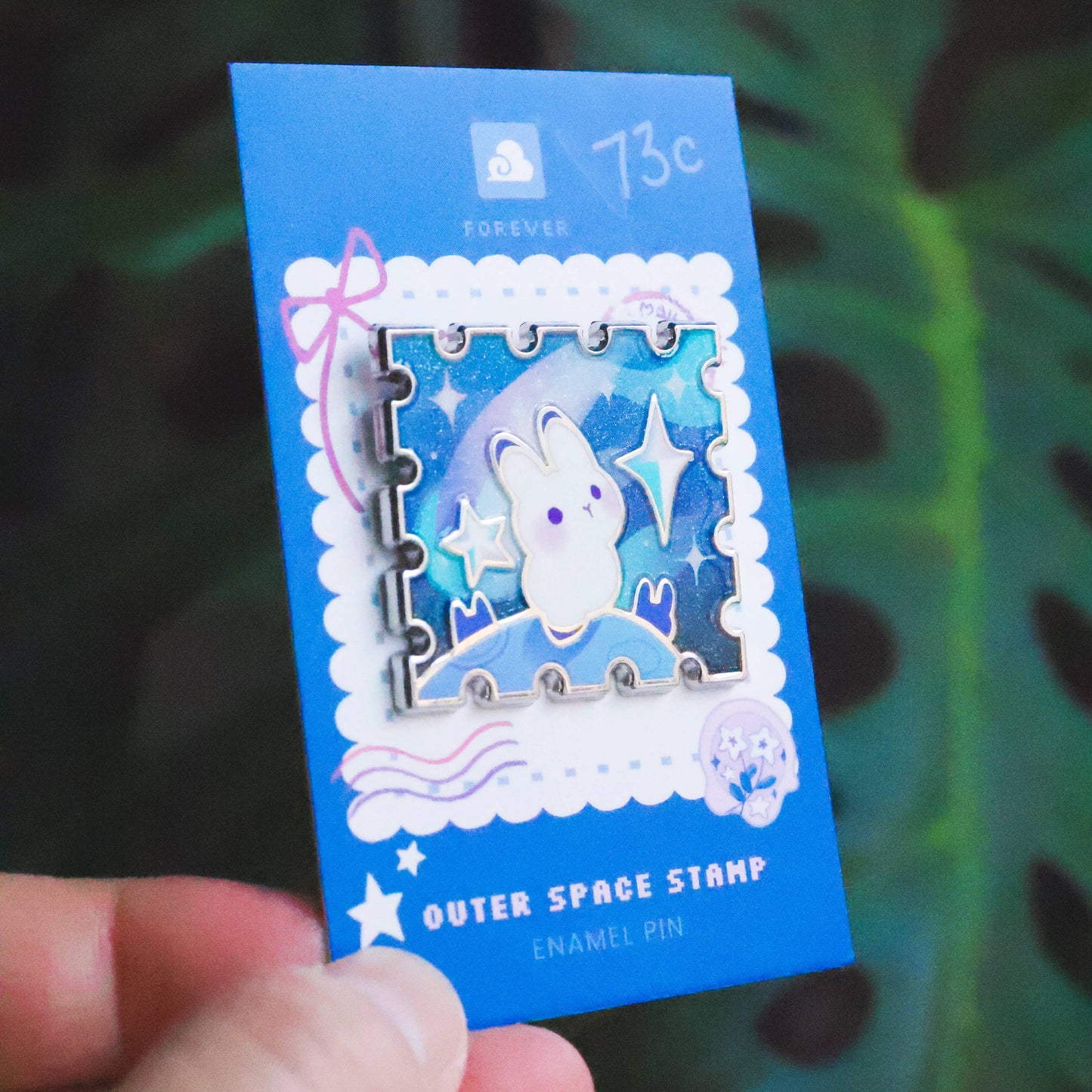 Enamel Pin - Rabbit in Outerspace Stamp