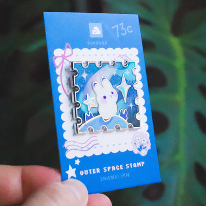 Enamel Pin - Rabbit in Outerspace Stamp