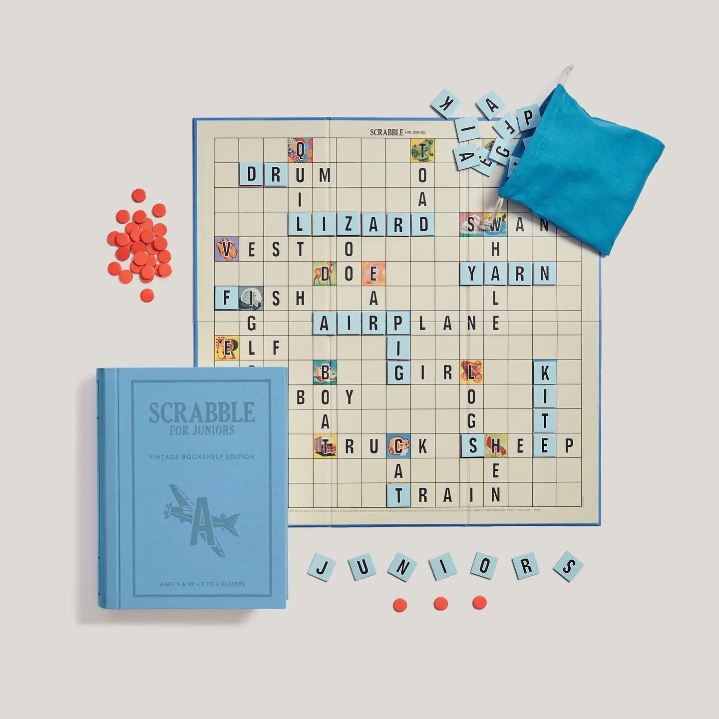 Scrabble Junior Vintage Book Shelf Edition